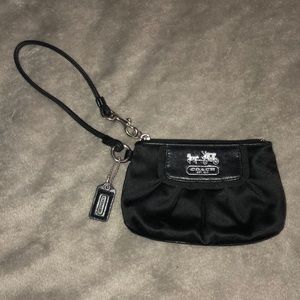Satin Black Coach Wristlet